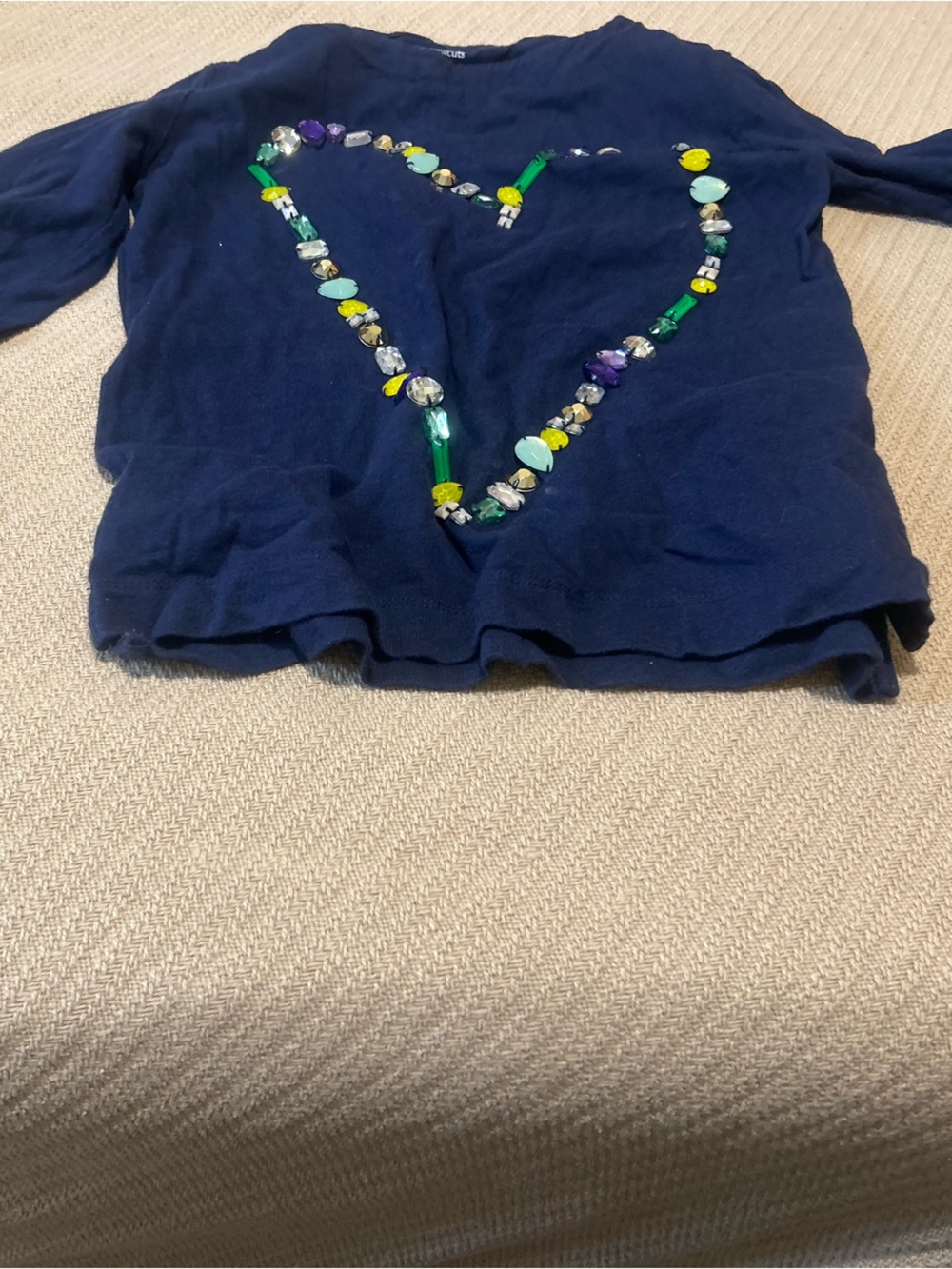 Crewcuts Navy Blue Long-Sleeve t-shirt with Beaded Heart